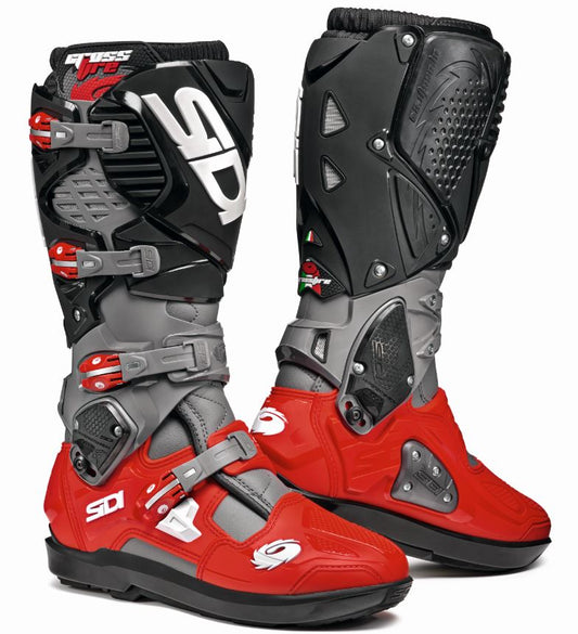 Bottes de cross Sidi 3 SRS - Gris-Rouge-Noir