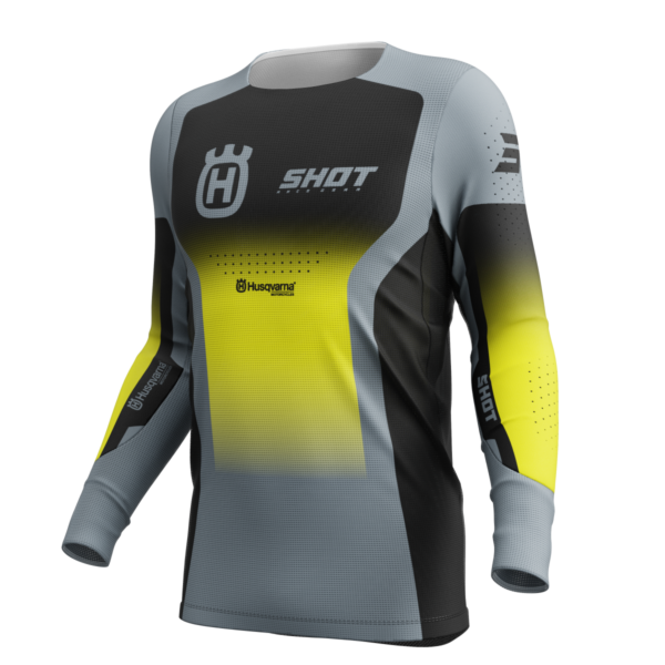 Shot MX Cross Shirt Volwassen Aerolite Husqvarna Zwart / Grijs 2025 Collectie