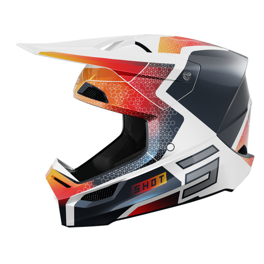 Shot MX Crosshelm Kinderen Furious Kid Phaser Blauw / Rood Pearly 2025 Collectie